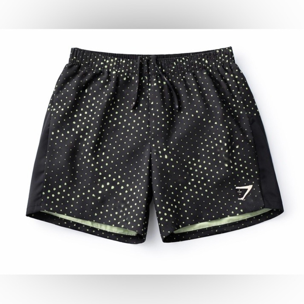 Gymshark Women’s Running Shorts Medium Black Green Pattern Athletic